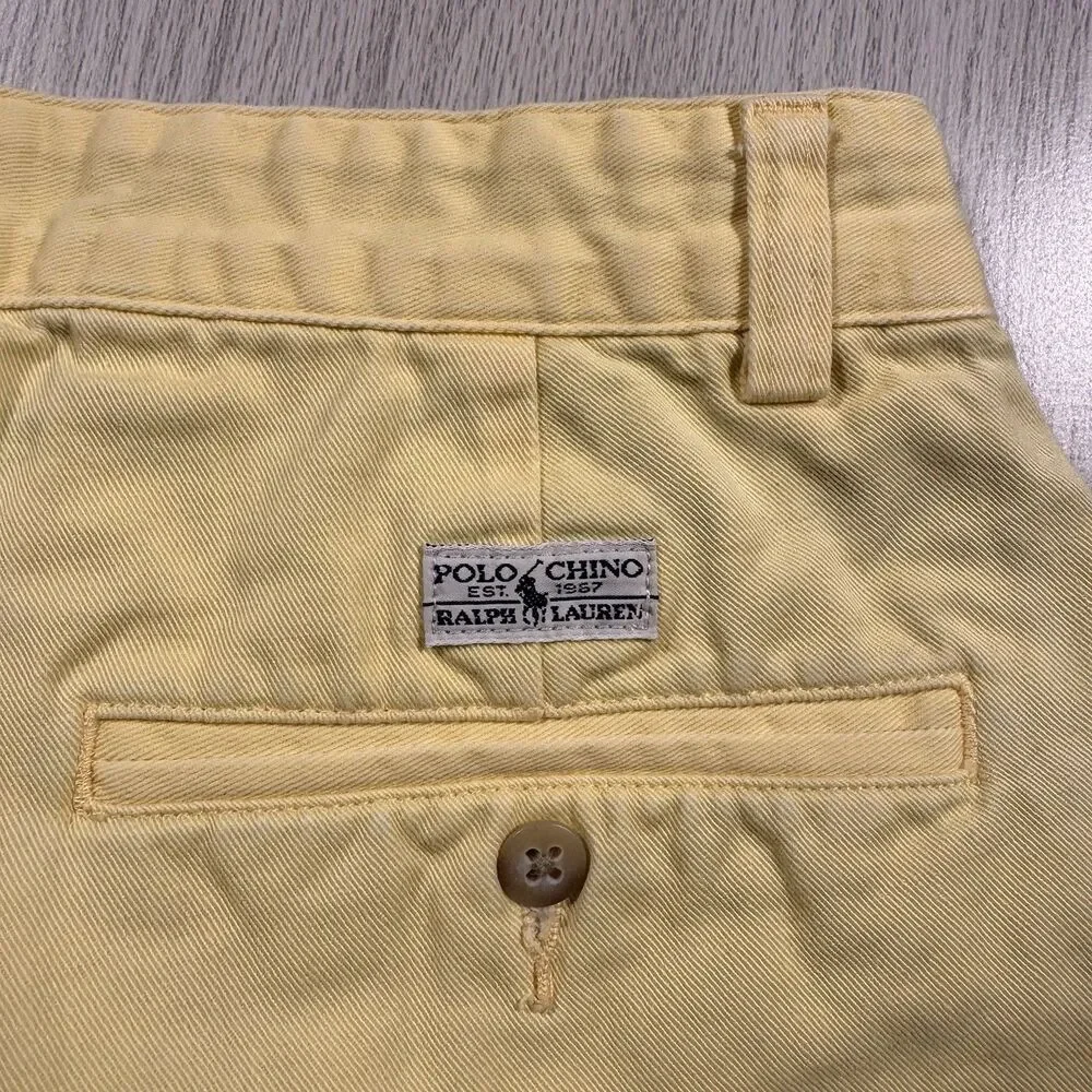 Polo Ralph Lauren Tylor Chino Shorts Double Pleated Mens 33 (fits 32x8.5) Yellow